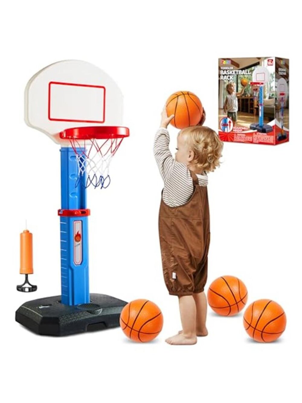 Toddler Basketball Hoop Indoor, Adjustable Basketball Goal for Kids with 4 Balls